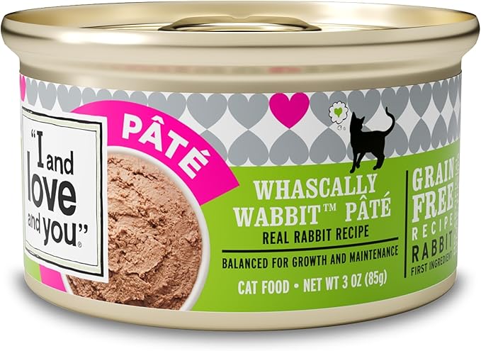 I and love and you Wet Cat Food - Whascally Wabbit Pâté - Rabbit Recipe, Grain Free, Filler Free, 3oz Pack of 24 Cans