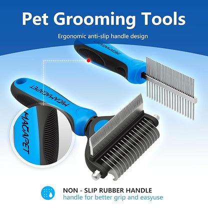 Pet Grooming Set with Shedding Brush and Dematting Comb，Brush for Small Breed Dogs，Cat Shedding Brush，Stainless steel teeth remove tangled hair，Pet Grooming Tools-Small