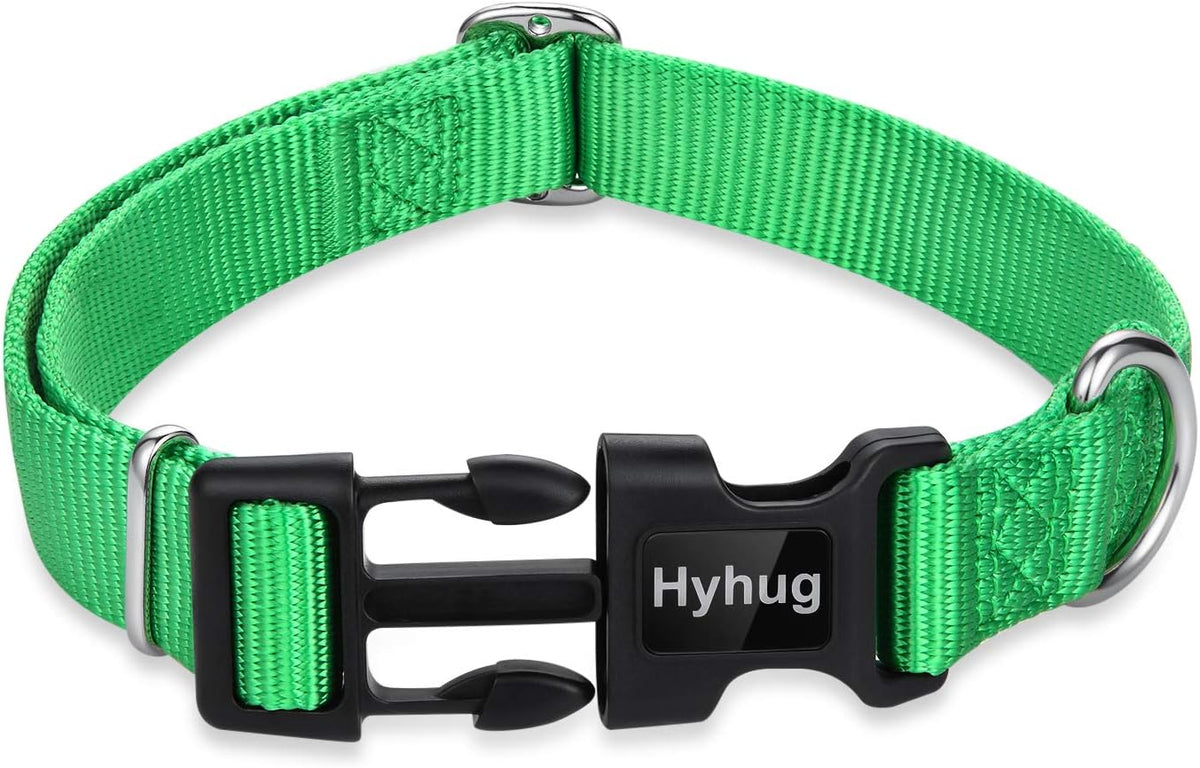 Hyhug Pets Classic Regular Dog Collar with Easy to Put On and Off Buckle. (Large, Lime Green)
