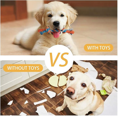 Toozey 7 Pack Small Dog Toys, Puppy Teething Toys, Durable Ropes Chew Toys, Cute Calf Squeaky Dog Toys, Non-Toxic and Safe