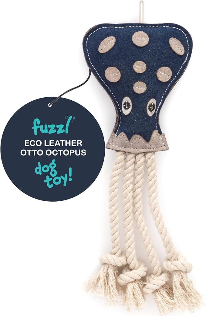 Eco Leather Otto Octopus Natural and Tough Dog Toys - Long Lasting Chew Toys for Aggressive Chewers - Strong Dog Toy for Dogs and Puppy
