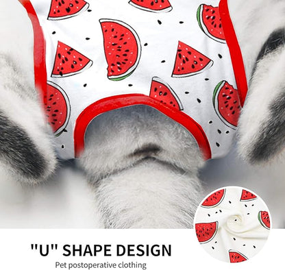Cat Professional Surgical Recovery Suit,E-Collar Alternative for Cats Dogs,After Surgery Wear, Pajama Suit,Home Indoor Pets Clothing (S(3.3-5.5lbs), Watermelon)