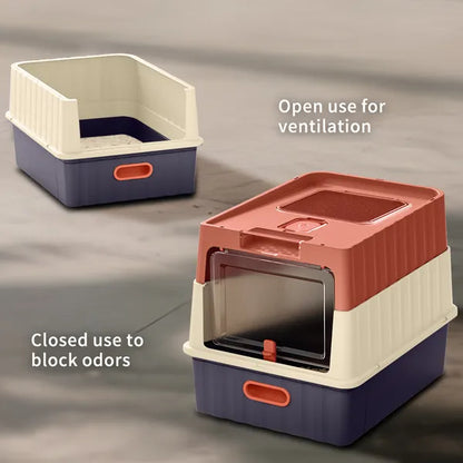 Simple Drawer Style Red Cat Litter Box, Humanized Design, Does Not Occupy Household Storage Space