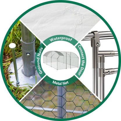 Large Chicken Coop Metal Chicken Track With Waterproof And UV Cover, Dome Shape Walk-In Fence Chicken Coop For Outdoor And Yard Farm Use