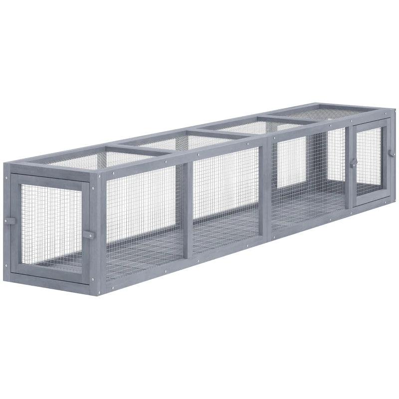PawHut Wooden Cat Run With Weather Protection, Connecting Inside And Outside, Dark Gray