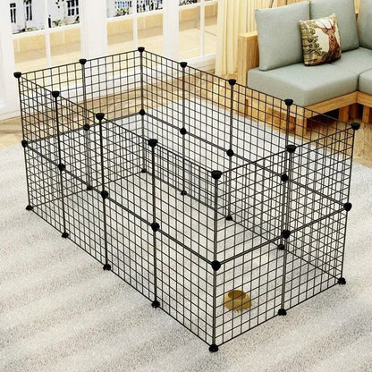 Pet Playpen, Small Animal Cage Indoor Portable Metal Wire Yard Fence For Small Animals, Guinea Pigs, Rabbits Kennel Crate Fence Tent Black 24pcs