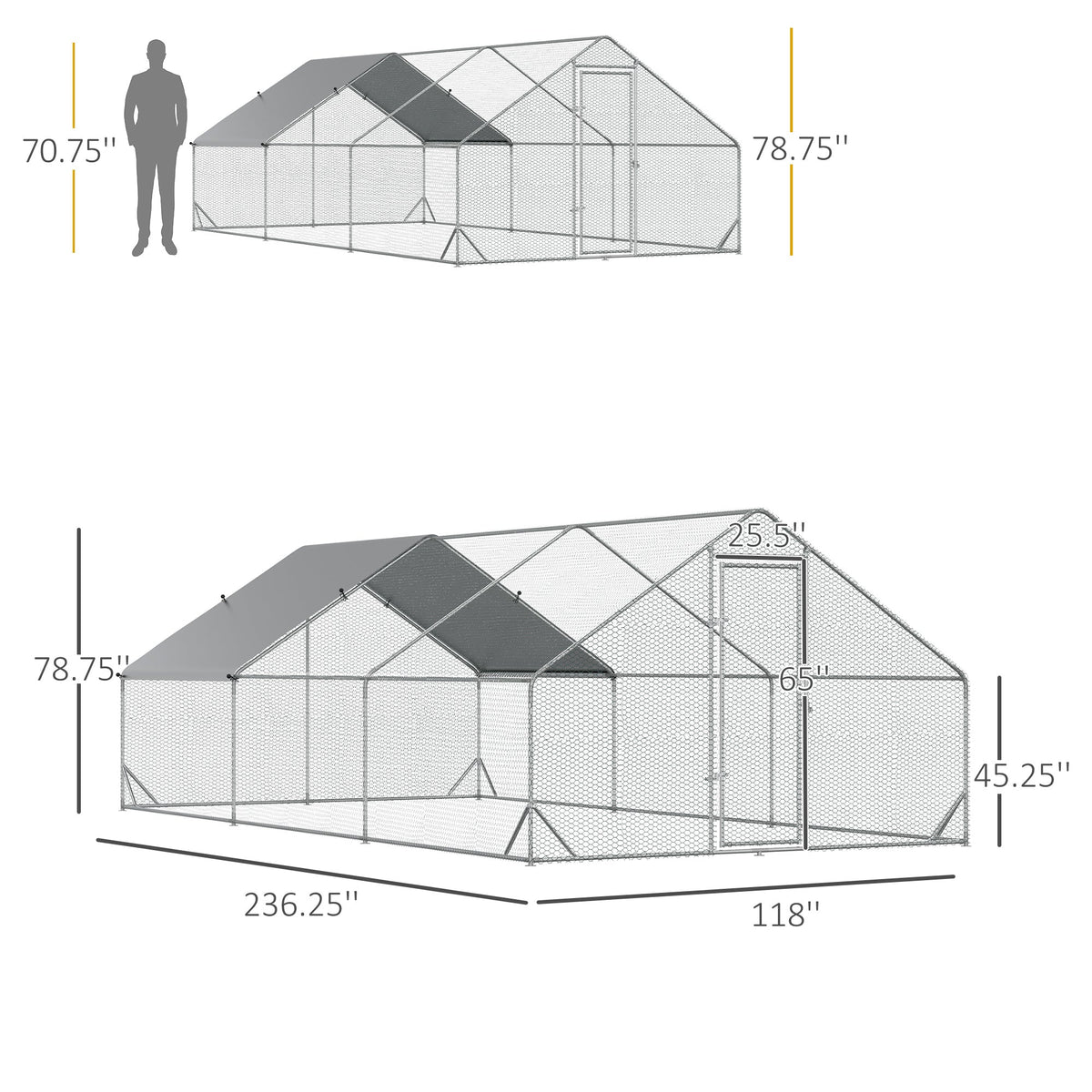 10 x 20 x 6.5 Chicken Coop Cage, Outdoor Hen House w/Cover & Lockable Door