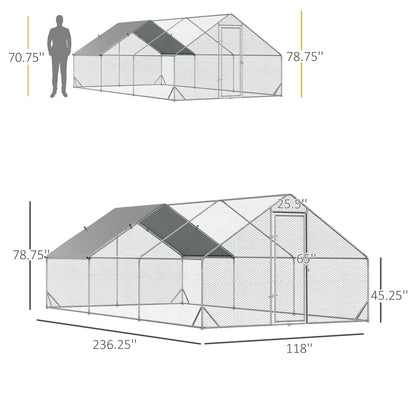 10 x 20 x 6.5 Chicken Coop Cage, Outdoor Hen House w/Cover & Lockable Door