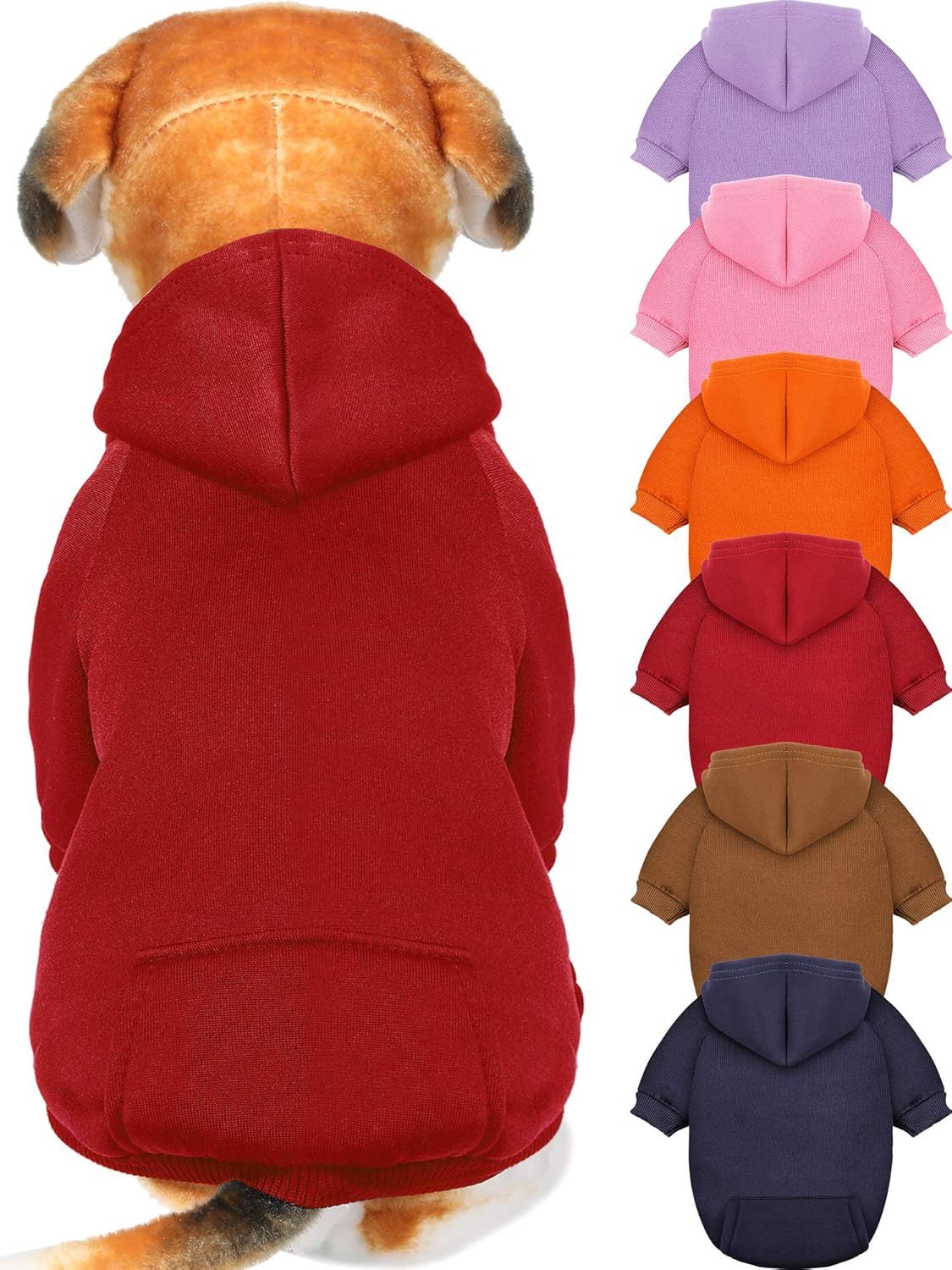 6 Pieces Dog Hoodie Dog Clothes Sweaters with Hat, Pet Winter Clothes Warm Hoodies Coat Sweater for Small Dogs Chihuahua (XS)