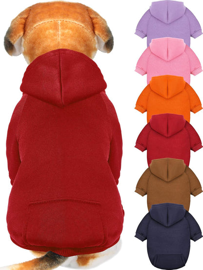 6 Pieces Dog Hoodie Dog Clothes Sweaters with Hat, Pet Winter Clothes Warm Hoodies Coat Sweater for Small Dogs Chihuahua (XS)