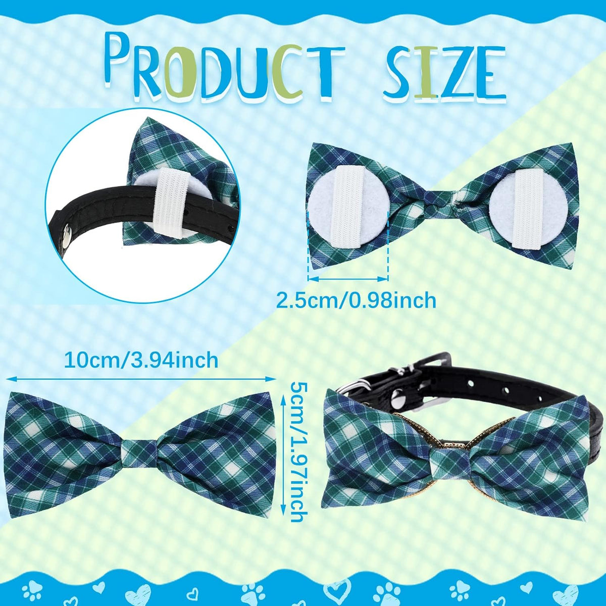 16 Pieces Dog Bow Ties Slide Hawaiian Styles Dog Collar Attachment Bows with Rubber Bands Dog Bow Ties for Large Dogs Spring Summer Grooming Independence Day(Classic Style)
