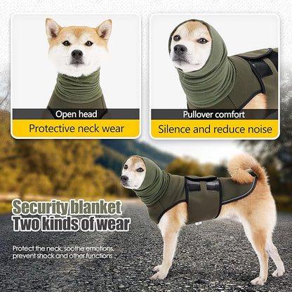 Dog Anxiety Vest,Pet Calming Hoodie Breathable Dog Anti-Anxiety Jacket for Thunder Fireworks and Separation,Green XS