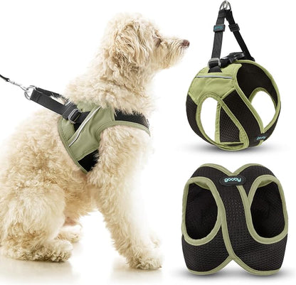 Gooby Escape Free Easy Fit X Step-in Dog Harness, Portland Green, Small | Patented escape-free, tightens on back-out; Choke-free X-frame + V-neck; Quick-release buckle; Reflective trim