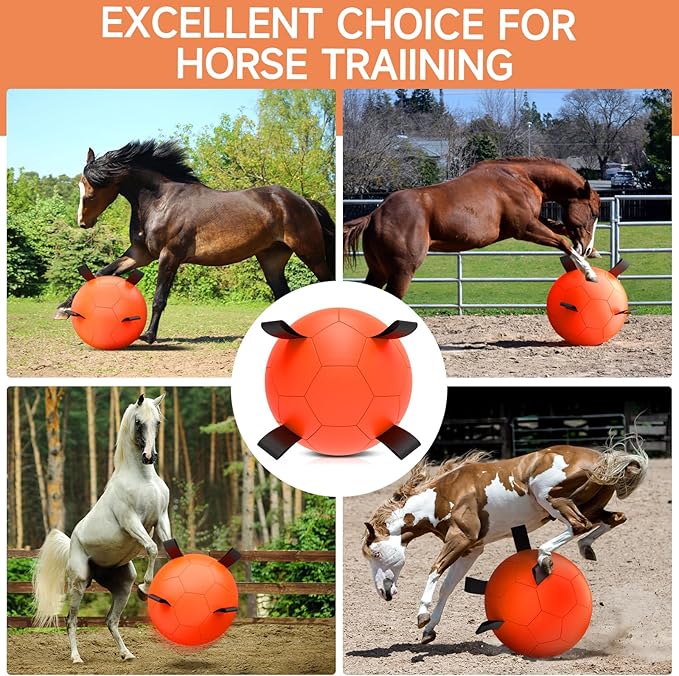 QDAN Herding Ball for Dogs, 25 inch Dog Balls with Straps, Giant Dog Toys Horse Toy, Dog Herding Ball for Australian Shepherd, Orange