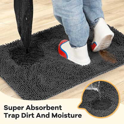 Absorbent Dog Door Mat for Muddy Paws, 48" x 30" Chenille Indoor Mats for Entryway, Trap Dirt Front Door Mat Indoor Entrance Washable Non Slip Soft