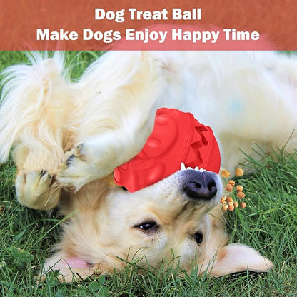 Rubber Treat Dispensing Dog Toys, Indestructible Dog Ball for Aggressive Chewers, Interactive Treat Toy for Boredom to Keep Them Busy, Large Aggressive Chew Dispensing Ball