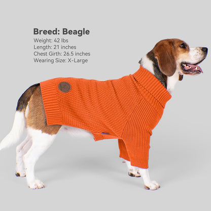 cyeollo 4XL Dog Sweater,Pullover Turtleneck for Large Dogs Classic Knitwear Fall Winter Cold Weather Pet Clothes Warm Pet Apparel Large Big Dog Sweaters Female, Orange XXXXL