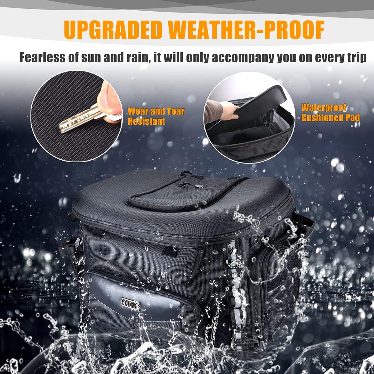 Motorcycle Dog Carrier, Portable Pet Carrier Pet Travel Bag Cat Carrier Bag for Harley Street Glide Road King Touring Trike Can Am with Luggage Rack Passenger Seat Load Capacity 20lb (Black)