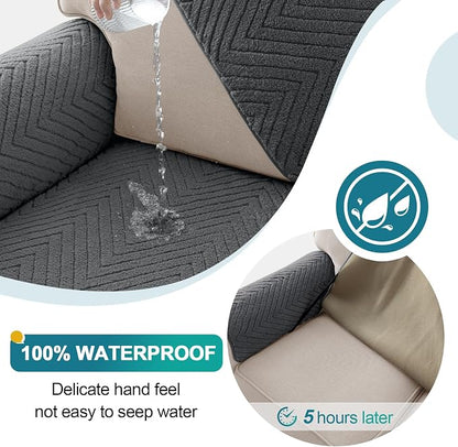 Turquoize Waterproof Couch Cover for Dogs Fuzzy Pet Couch Covers for Sofa Thick Dog Bed Cover Non-Slip Sofa Covers for 3 Cushion Couch Protector Slipcover Pet Friendly (Grey, 36" x 72")