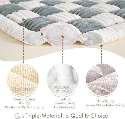 Couch Cover for Sofa, Sectional Couch Cover for Dogs, Sofa Cover Washable, Cushion Cover Blanket Pad Bed Mat for Pets, Chenille Furniture Protector, White, 27.6x59in