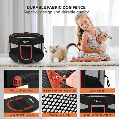 Siedihit Black Dog Cat Playpen, Puppy Pet Playpen Indoor for Small Dog | Crate Tent Cage Outdoor, Portable Pop Up Dogs Enclosure Kennel with Carrying Case for Dogs/Cats/Rabbits
