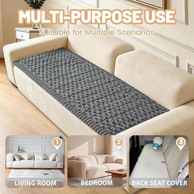 Waterproof Couch Cover for Dogs Washable,Nonslip Fuzzy Durable Pet Friendly | Soft Slipcovers for 3 Cushion Sofa Cover,Plush Thick Protector Fits Mat Bed Leather & Fabric Couches (Grey 27.6"x70.9")