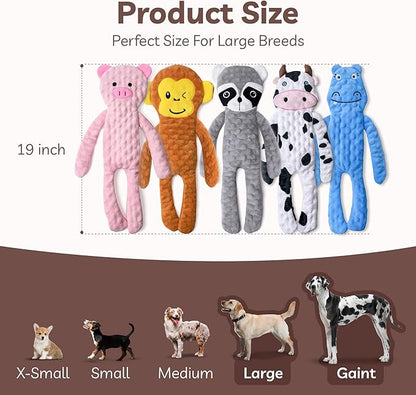 SHARLOVY No Stuffing Dog Toys 5 Pack, Crinkle Interactive Dogs Toy for Boredom, Puppy Toys for Teething to Keep Them Busy, Cute Squeaky Dogs Toy for Small, Medium, and Large Breed