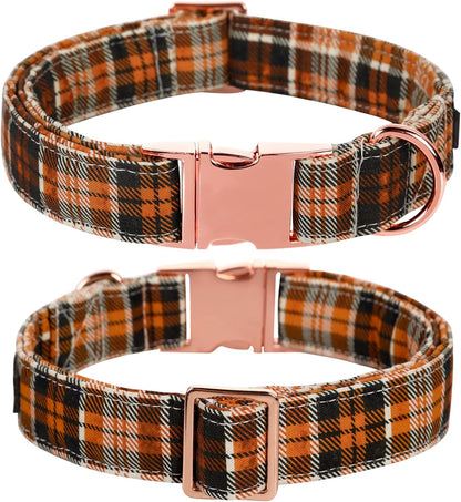 Lionet Paws Halloween Dog Collar with Bowtie - Cute Cotton Adjustable Fall Bowtie Dog Collar with Metal Buckle for Small Medium Large Dog Girl Boy Gift, XL, Neck 16-26in