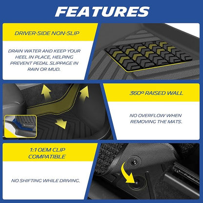 Michelin Vehicle Mats, Premier Series All-Weather TPE Custom Fit Liner for Honda Civic Hatchback 2022-2026 Floor Mats(4 Piece), Not Fit Hybrid
