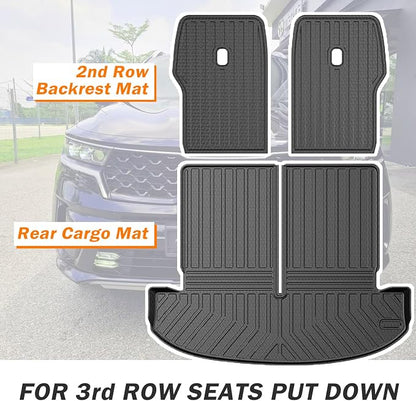 KUST Trunk Cargo Mat for Kia Sorento 2021-2025 2026 (6 Seats), TPE Rubber Rear Cargo Liner with 2nd Row Backrest Mat for Sorento Accessories All Weather Protection Cover 3PCS