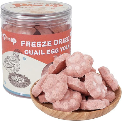 PAWUP Freeze Dried Cat & Dog Treats, Natural Quail Egg Yolk, Rich in Antioxidants Cranberry Added, High-Protein Pet Snacks for Coat & Urinary Health, 3.5 oz