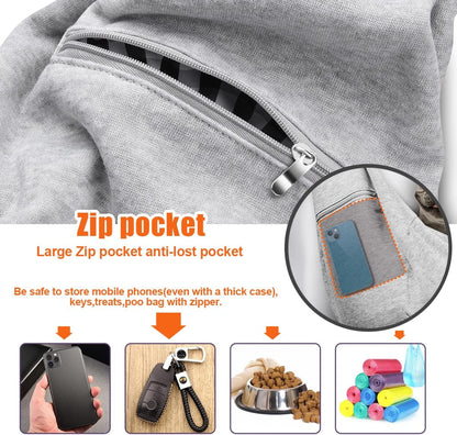 Tomkas Small Dog Sling Carrier - Zipper Pocket & Adjustable Strap - for 3-10 lbs Pets(Grey) Puppy