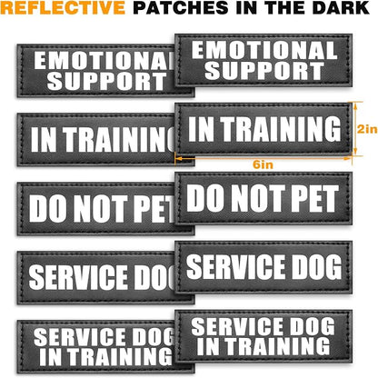 Service Dog Vest Harness for Medium Dog, Tactical Working MOLLE Vest with 10 Pet Patches, No Pull Heavy Duty Harness for Training Walking