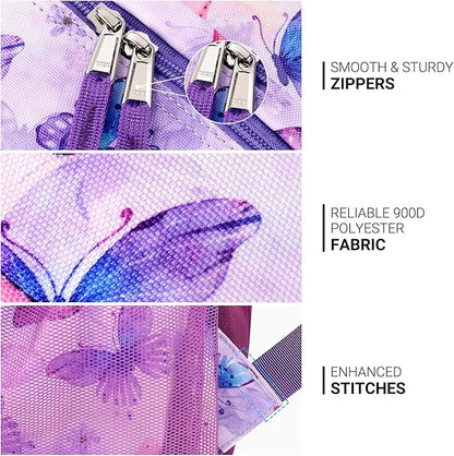 ZORFIN 26L Backpack for College, and Travel: Water Resistant Bookbag - Butterfly Purple