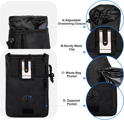 Dog Travel Bag, Airline Approved Pet Travel Bag with 2 Dog Treat Training Pouches for Weekend Pet Travel Supplies & Accessories, Black