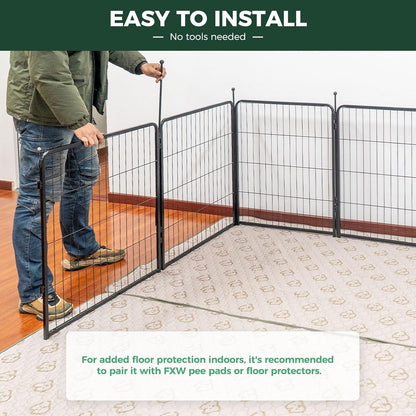 FXW Rollick Unleashed Dog Playpen for Indoor, Yard, RV Camping, 32 inch 48 Panels for Small and Medium Dogs, Black│Patented
