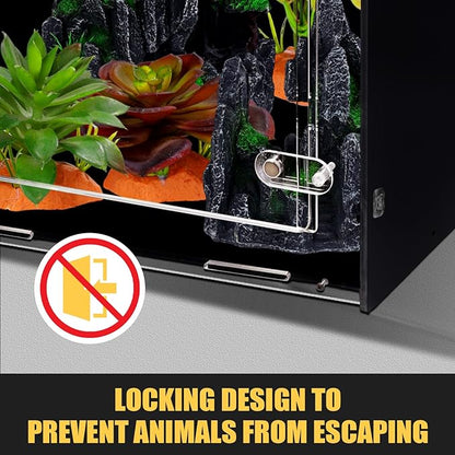 Reptile Enclosure for Crested Gecko – 8x8x12 Reptile Tank for Gecko, Snake, and Lizard – PVC Terrarium for Small Pets