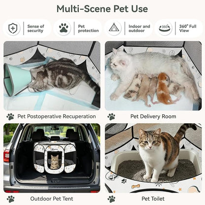 Siedihit Dog Cat Playpen, Puppy Pet Playpen Indoor for Small Dog Crate Tent | Cage Outdoor, Portable Pop Up Dogs Enclosure Kennel with Carrying Case for Dogs/Cats/Rabbits (Cute, Small)
