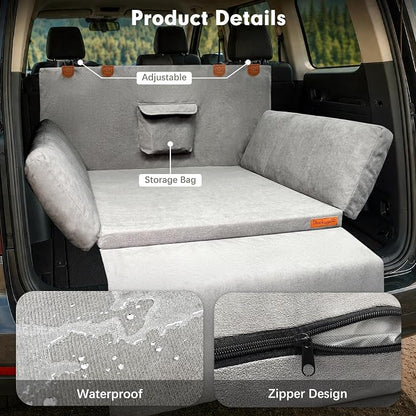 SUV Cargo Liner for Dogs, Waterproof-Coated Dog Trunk Cover, Large | Suede orthopedic SUV dog bed memory foam waterproof pet cargo cover, machine washable, non-slip, 33 x 35 in