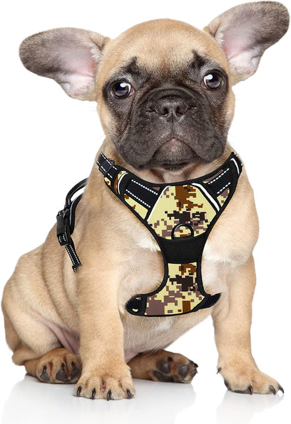 BARKBAY No Pull Dog Harness Large Step in Reflective Dog Harness with Front Clip and Easy Control Handle for Walking Training Running(Desert camo,S)