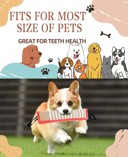 Clysoru Tug Toy for Dogs Squeaky Toy with 2 Strong Handles Lasting Training Equipment Puppy to Large Dog Interactive Toys of War Pull Indestructible Rope Pet Crinkle Teething (red)