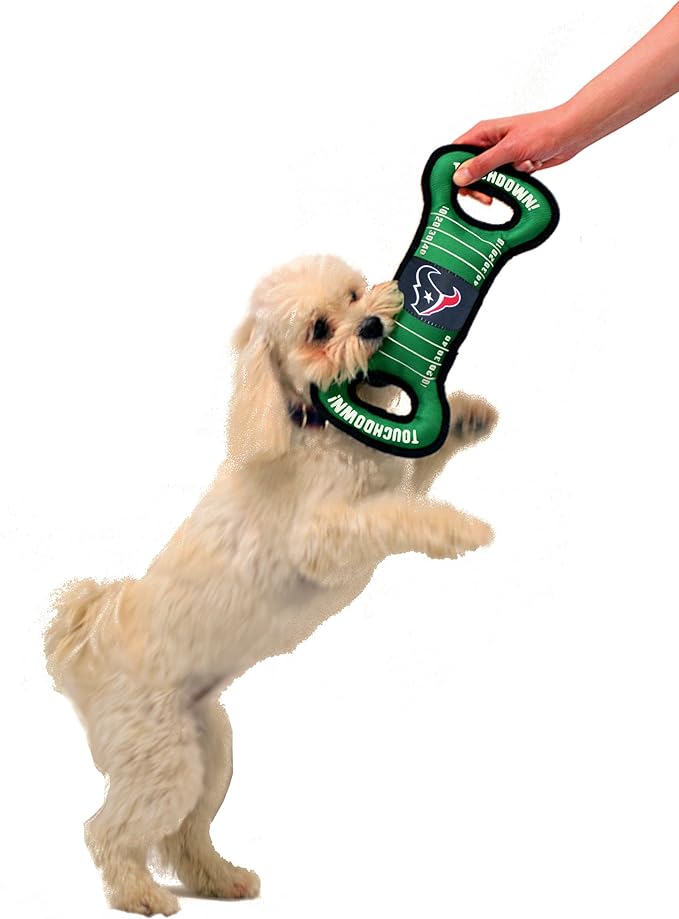 NFL Football Field DOG TOY with Squeaker. - HOUSTON TEXANS - For Tug, Toss, and Fetch. - Tough & Durable PET TOY