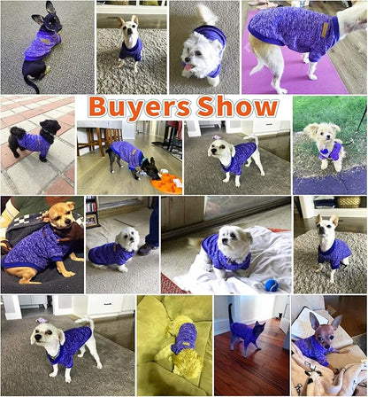 Idepet Pet Dog Classic Knitwear Sweater, Soft Fleece Coat for Small,Medium Dog,Warm Pet Dog Cat Clothes,Soft Puppy Customes (M, DarkBlue)