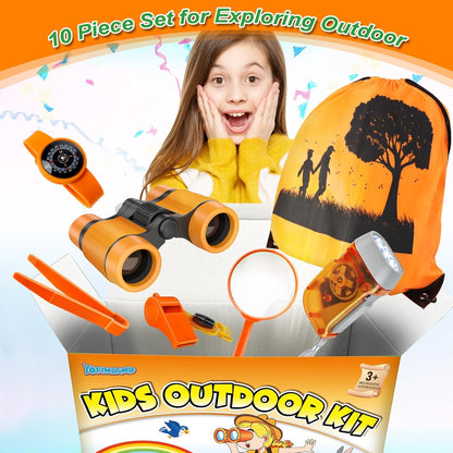 Kids Explorer Kit & Bug Catcher Kit, Camping Gear for Kids, Outdoor Exploration Set with Backpack & Binoculars, Ideal Outdoor Adventure Toys for Boys Girls 3-12