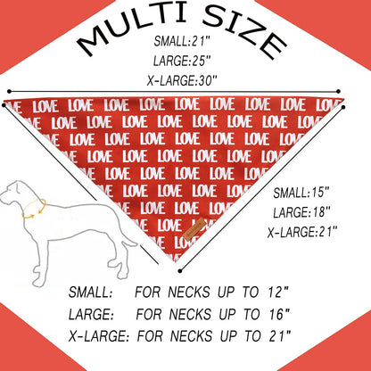 Realeaf Love Dog Bandanas 2 Pack, Triangle Reversible Mothers Day Valentine's Day Pet Scarf for Boy and Girl, Premium Durable Fabric, Holiday Bandana for Small and Medium Dogs (Small)