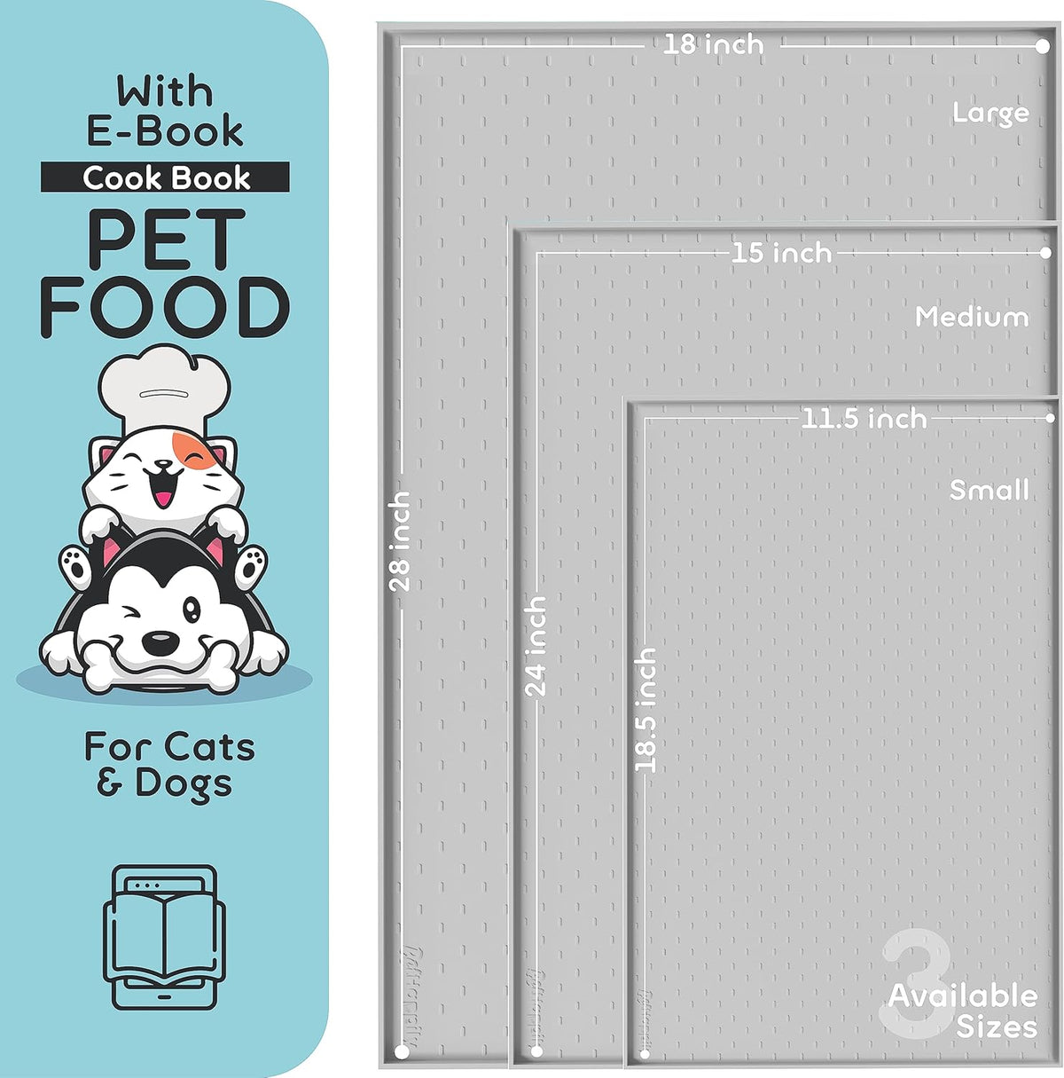 Dog Food Mat - Raised Edges Dogs Mat for Food and Water Prevent Spill, Waterproof Cat Food Mats Protect Floors, Easy Clean Dog Bowl Mats for Food and Water, Silicone Pet Food Tray