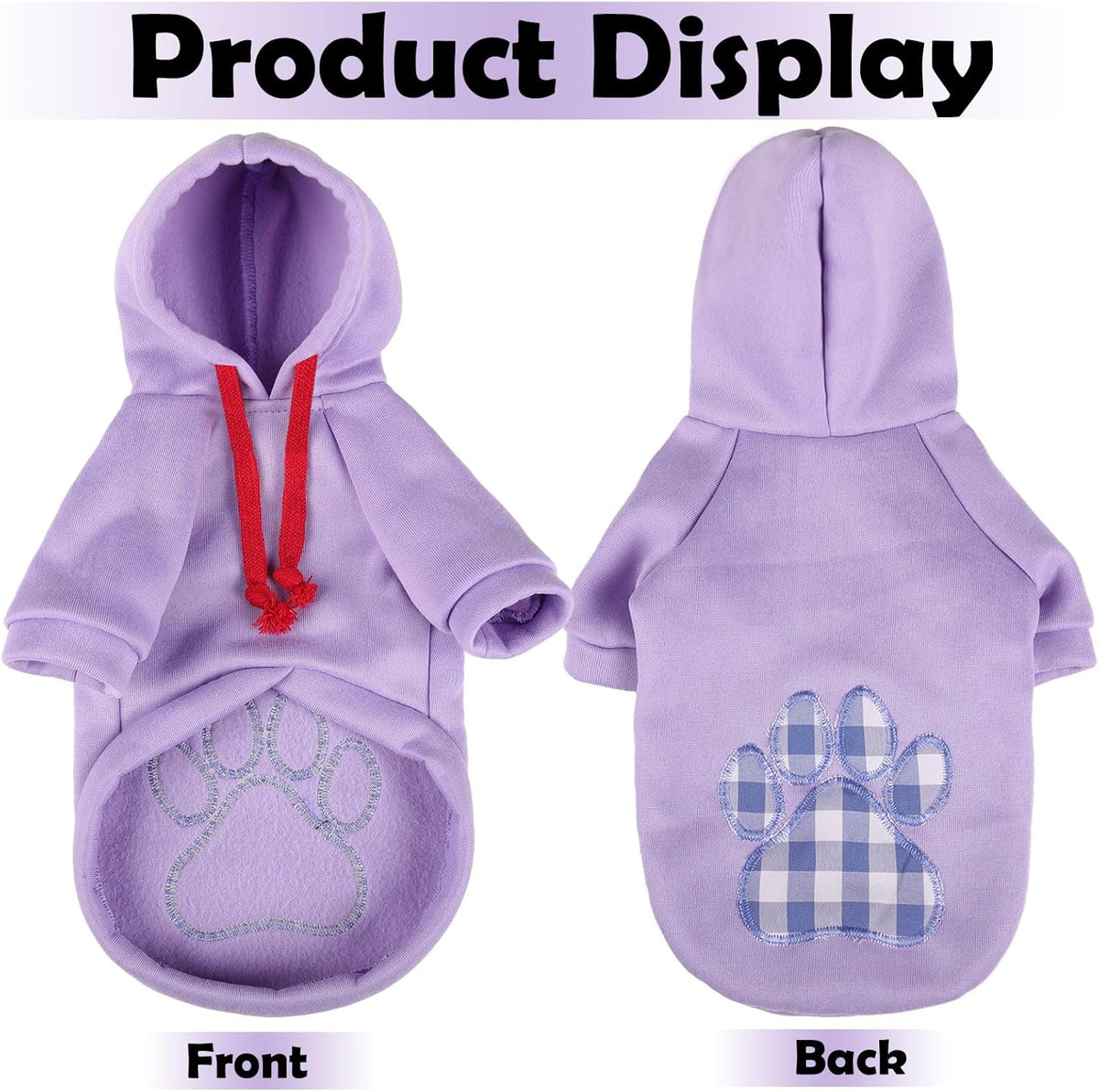 SAWMONG Dog Hoodie,Flannel Pet Hooded Sweater with Hat Puppy Pullover Sweater Shirt,Dog (Purple,XL)