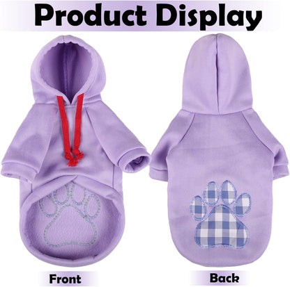 SAWMONG Dog Hoodie,Flannel Pet Hooded Sweater with Hat Puppy Pullover Sweater Shirt,Dog (Purple,S)