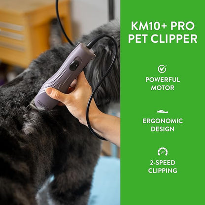 Wahl Pro Animal KM10+ Corded Clipper - New #10 Prime Series Blade, LOCKGUARD Patent Pending Technology & Textured Housing Design - Clippers for Cats, Dogs & Horses - Lightweight - 2-Speeds - Purple