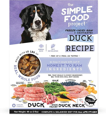 Simple Food Project - Duck Recipe - Freeze Dried Raw Food for Dogs - 48oz